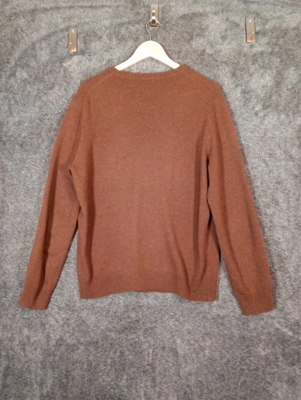 J. Crew Men's Rust Brown Crewneck Sweater Cashmere Italian Yarn Preppy Mens L